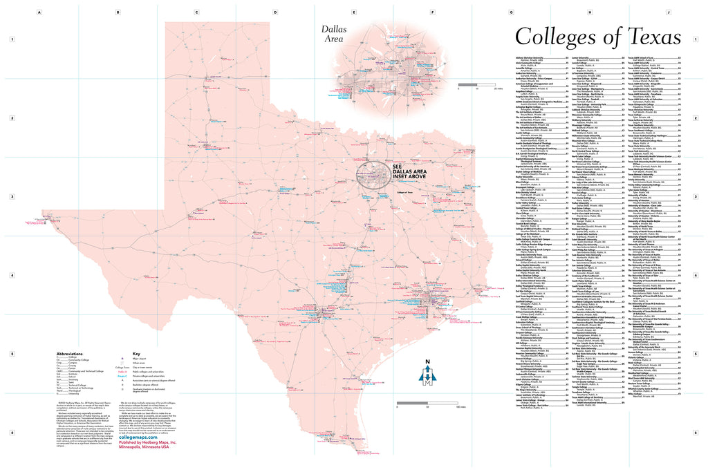 Texas Colleges and Universities Hedberg Maps