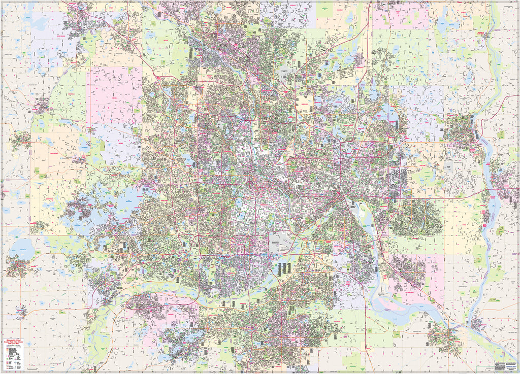 Twin Cities Streets Complete Street Map 2,000 Square Miles