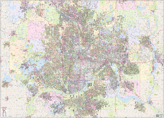 Twin Cities Streets Complete Street Map 2,000 Square Miles