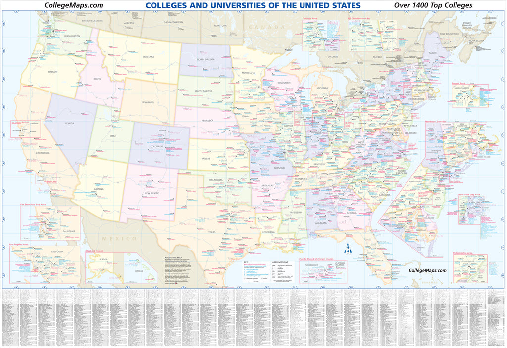 U.S. College & University Reference Map 7th Edition - Folded Paper - on clearance