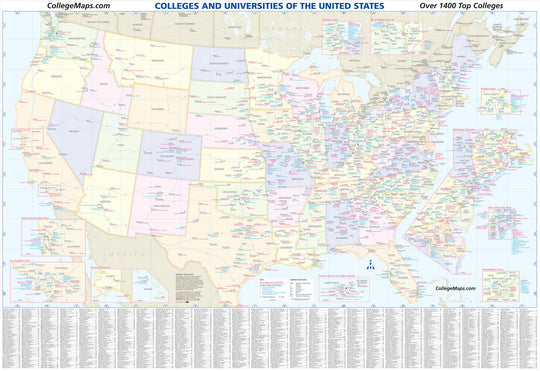 U.S. College & University Reference Map 8th Edition - Folded Paper