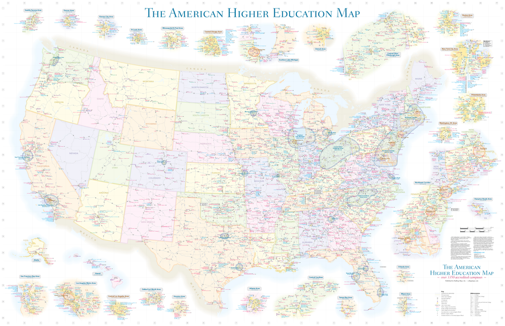 American Higher Education - Wall Map - August 2020 edition