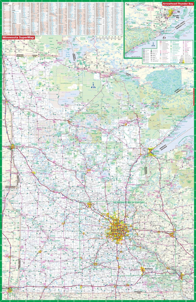 Minnesota SuperMap Laminated Wall Map