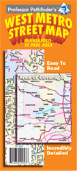 West Metro Street, Cover, Hedberg Maps, Professor Pathfinder's, Twin Cities, Minneapolis, St. Paul, US 169, Waconia, Delano, Lake Minnetonka, Maple Grove, Shakopee, streets, parks, schools, shopping, trails, government offices