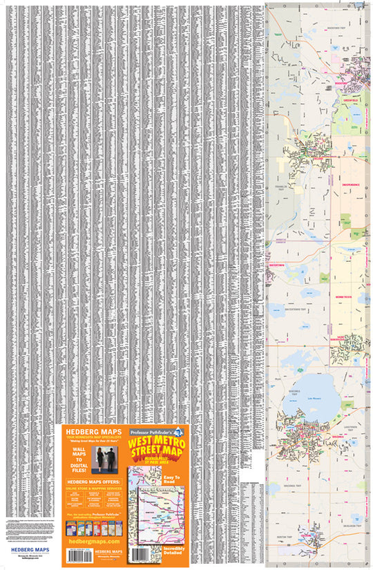 West Metro Street, Index, Hedberg Maps, Professor Pathfinder's, Twin Cities, Minneapolis, St. Paul, US 169, Waconia, Delano, Lake Minnetonka, Maple Grove, Shakopee, streets, parks, schools, shopping, trails, government offices